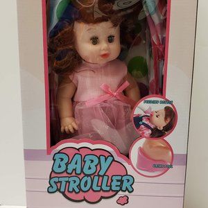 New Doll Pram with 16" Doll and Accessories